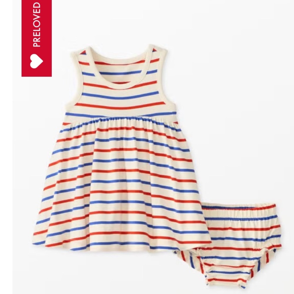 Hanna Andersson Baby Dress & Bloomer Set Sz 0-3M